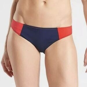 Athleta Midrise Colorblock Bikini Bottom M Blue Red